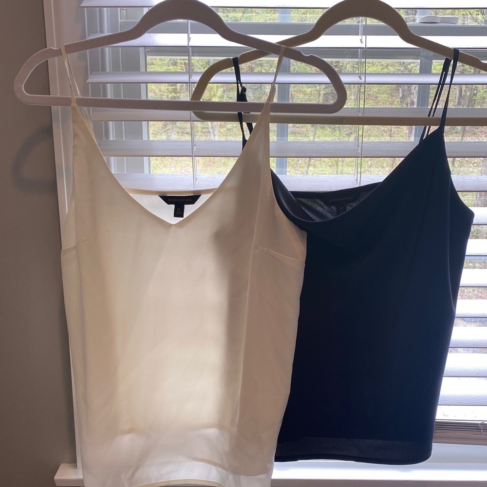 Banana Republic Satin Cami Tanks in White and Black